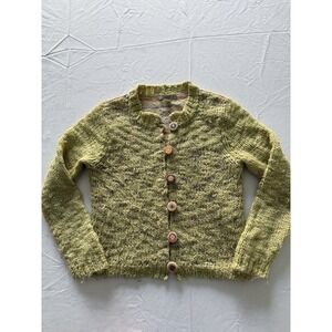 Apt. 9 90s Y2K Free People chunky CROPPED cardigan SWEATER Crotchet Buttons M